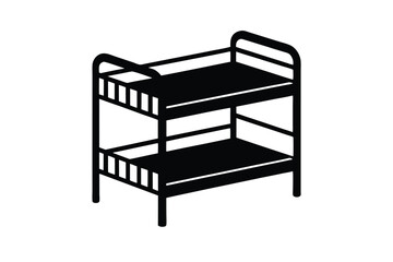 Simple Black Bunk Bed Icon Illustration