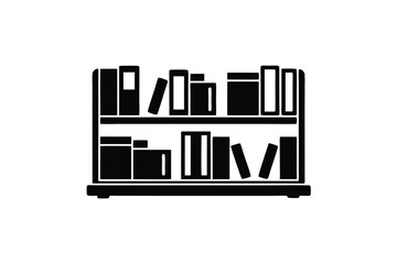 Simple Bookshelf Icon Black Silhouette