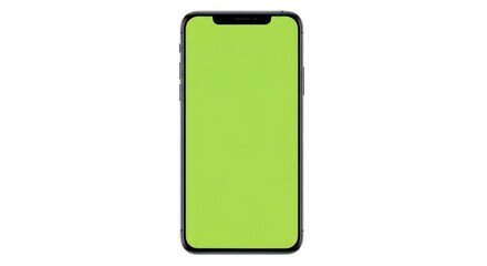 Smartphone with green screen on white background