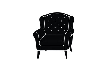 Black and White Armchair Icon Illustration