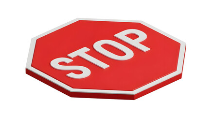 Red Octagonal Stop Sign 3D Render Isolated on Black Background Perfect for Safety Regulations and Warning Signage Designs