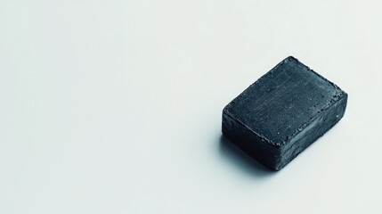 Unique black rectangular object resting on a light surface captures minimalist aesthetic and modern design