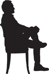 vector; silhouette of a side view of a man sitting on chair