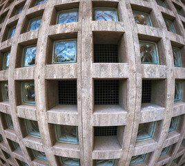 Abstract architecture of concrete cubes.
