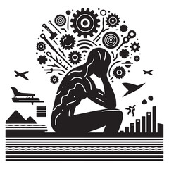 Stress Relief & Mental Workflow Infographic - Brain Productivity Icons