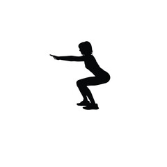 woman doing squats silhouette black silhouette on white background