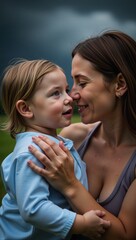 Ok nurturing moment between a mother and child builds an indestructible bond through love and protection during challenging times