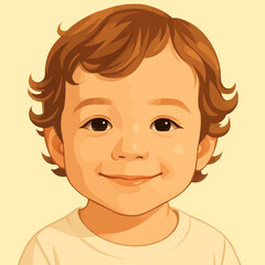 Gentle smiley innocent child with bright eyes full of joy and warmth.