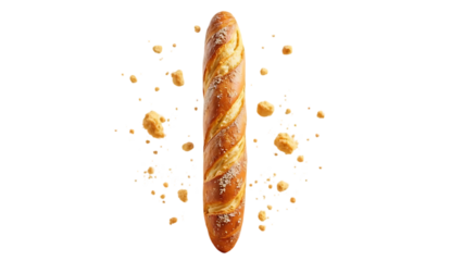 Golden Brown Baguette Bread Crumbs Falling Isolated