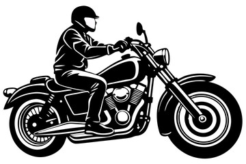 Fototapeta premium Vintage Motorcycle Rider Classic Black and White Illustration