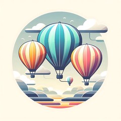 Pastel Rainbow Hot Air Balloons
