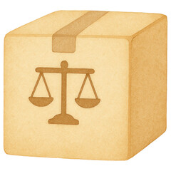 Justice Delivered Cardboard Box with Scales of Justice Symbol