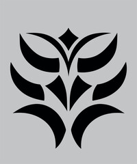 Tribal black and white tattoo design with floral and butterfly elements