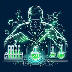 Bubbling Potions Scientist Vector