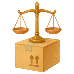 Justice Fair Delivery Golden Scales on Cardboard Box