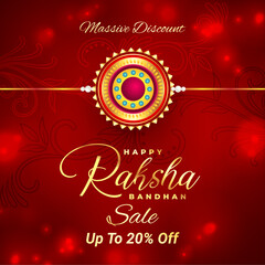 Raksha Bandhan Sale With Up To 20% Off. Rakhi (Wrist Band) Sale. Vector Illustration. Amazing Rakhi Design.