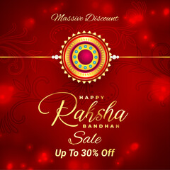Raksha Bandhan Sale With Up To 30% Off. Rakhi (Wrist Band) Sale. Vector Illustration. Amazing Rakhi Design.