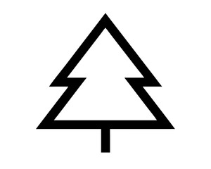 Pine Tree Outline - Triangular Silhouette on Solid Yellow Backdrop