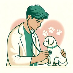 Vet Puppy Heartbeat Care Vector