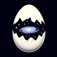 Minimal Linework Galaxy Egg