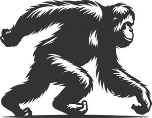 Vector illustration of a orangutan animal drawing silhouette