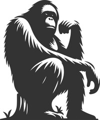 Vector illustration of a orangutan animal drawing silhouette