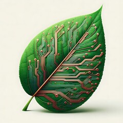 Eco-Futuristic Leaf Circuit Board
