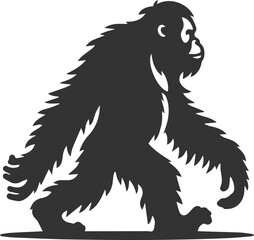 Vector illustration of a orangutan animal drawing silhouette