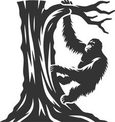 Vector illustration of a orangutan animal drawing silhouette