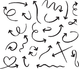 Hand-drawn arrow icon set. A collection of curved