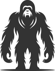Vector illustration of a orangutan animal drawing silhouette