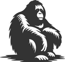 Obraz premium Vector illustration of a orangutan animal drawing silhouette