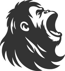 Vector illustration of a orangutan animal drawing silhouette