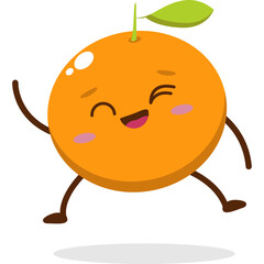 Cute orange character kawai vector for orange mascot. happy face, winking eye,. smile