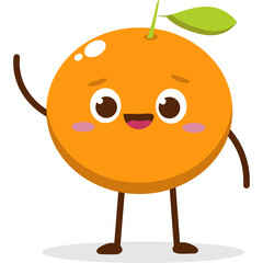 Cute orange character kawai vector for orange mascot. happy face, winking eye,. smile