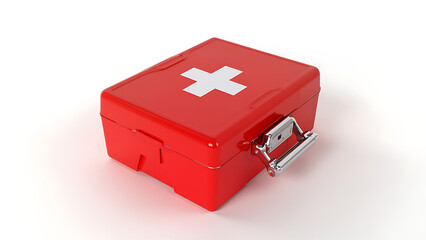Red First Aid Box with White Cross | Emergency Medical Kit Isolated