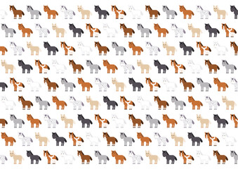 カラフルでかわいい馬模様のイラスト