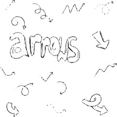 Hand-drawn arrow icon set. A collection of curved