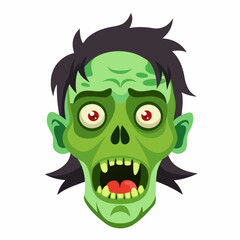 Fototapeta premium Funny cartoon zombie character illustration with a happy, crazy, smiling monster face