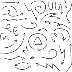 Hand-drawn arrow icon set. A collection of curved