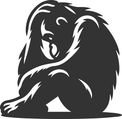 Vector illustration of a orangutan animal drawing silhouette