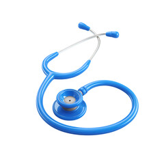 3d icon of blue stethoscope for medical examination isolated on transparent background
