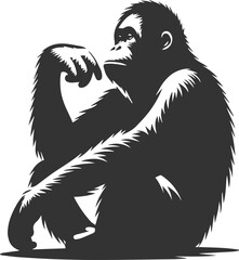 Vector illustration of a orangutan animal drawing silhouette © LUTHFAN NAHAR LABONY