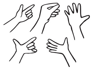 set, people hands holding. vector doodle illustration