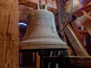 View of the bell hanging in the Black Tower in Česk&eacute; Budějovice