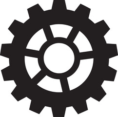 Gear Rotation Silhouette in Black | Industrial Cog Icon Illustration Vector Format