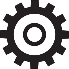 Gear Rotation Silhouette in Black | Industrial Cog Icon Illustration Vector Format