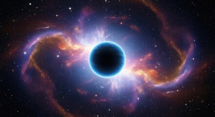 Obraz premium Space Black Hole Bending Light and Pulling Matter Inside