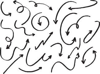 Hand-drawn arrow icon set. A collection of curved