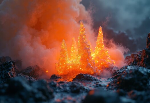 The fantasy world of lava crystal clusters